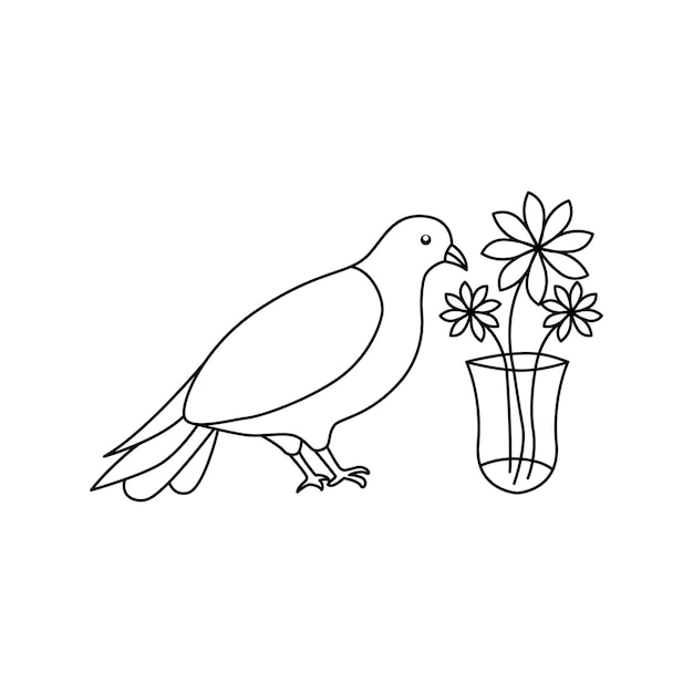 Dove one continuous line drawing bird and twig symbol of peace and freedom in simple linear style pi