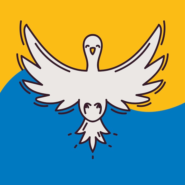 Dove of peace on the background of the ukrainian flag stop ukraine and russia military conflict