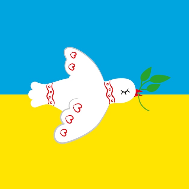 Dove of peace on the background of the ukrainian flag