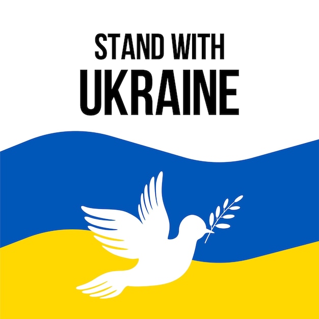 Dove of peace on the background of the ukrainian flag