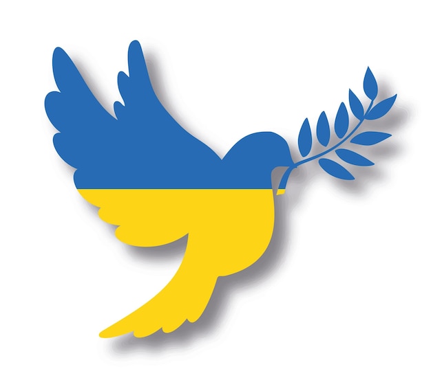 Dove of peace in the colors of the Ukrainian flag Vector logo