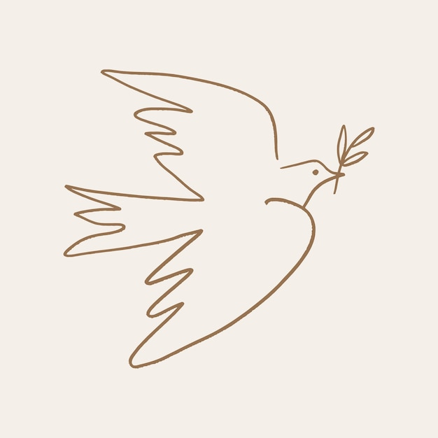 Vector dove of peace denotes forgiveness pigeon bird boho handdrawn style vector illustration art