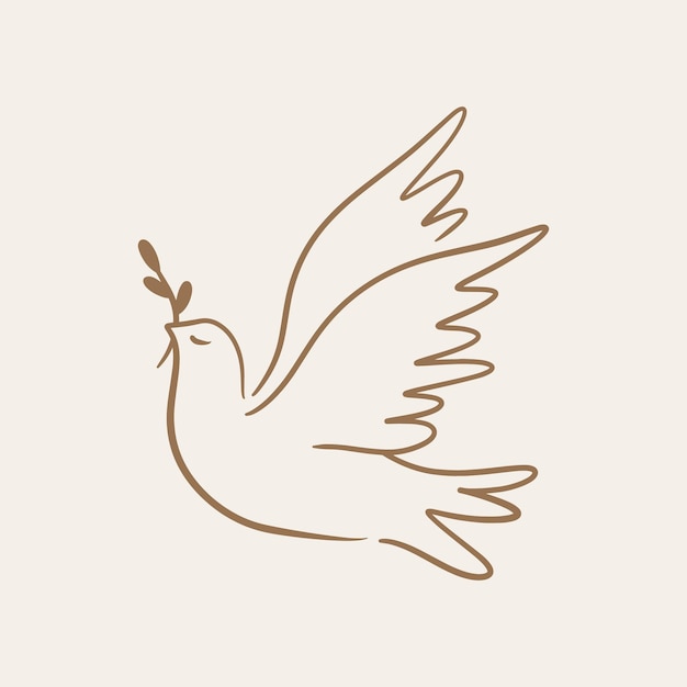 Vector dove of peace denotes forgiveness pigeon bird boho handdrawn style vector illustration art