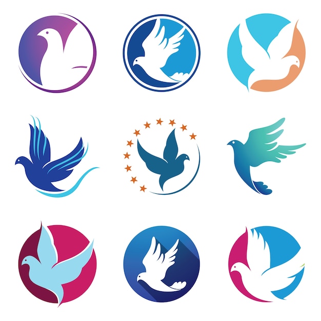 Dove Pigeon Bird Fly Wings Logo Symbol