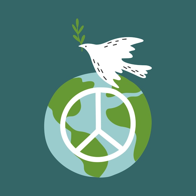 Vector dove and the planet earth peace in the world concept nonviolence vectorx9