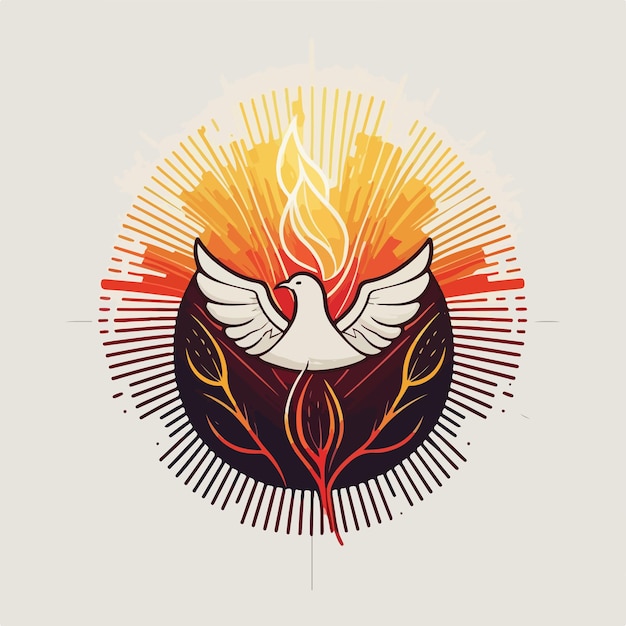 Vector a dove with a flame in the center of the image