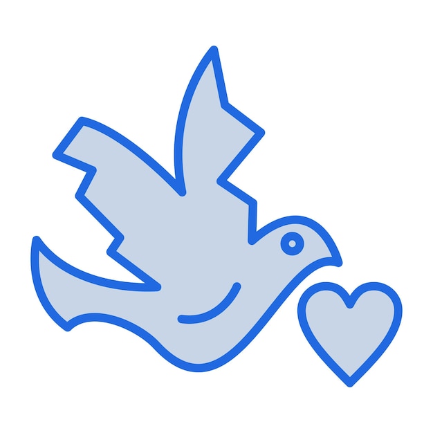 Dove with Heart Blue Tone Illustration