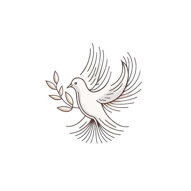 A dove with olive branch in its beak