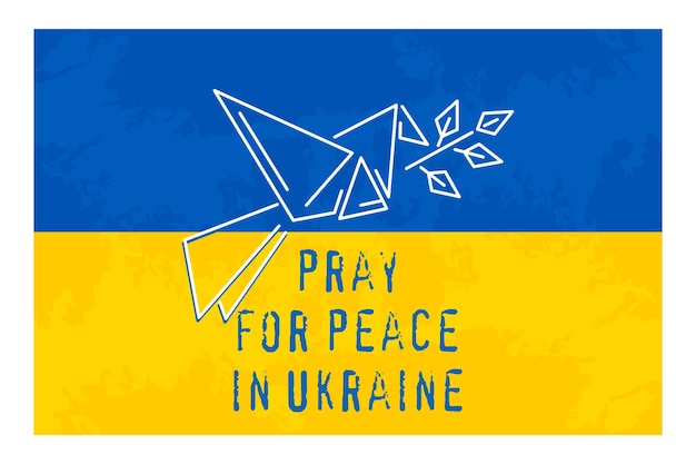 Colomba del mondo di fronte alla bandiera ucraina