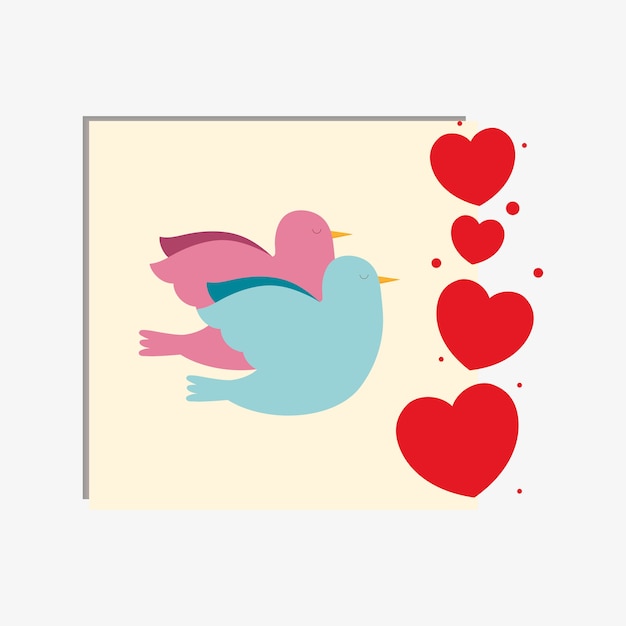 Vector doves and decorative hearts