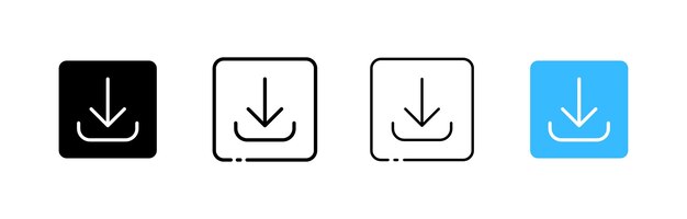 아래쪽 화살표 아이콘 세트 디자인 다운로드 버튼의 아래쪽 화살표 아이콘 벡터 아이콘