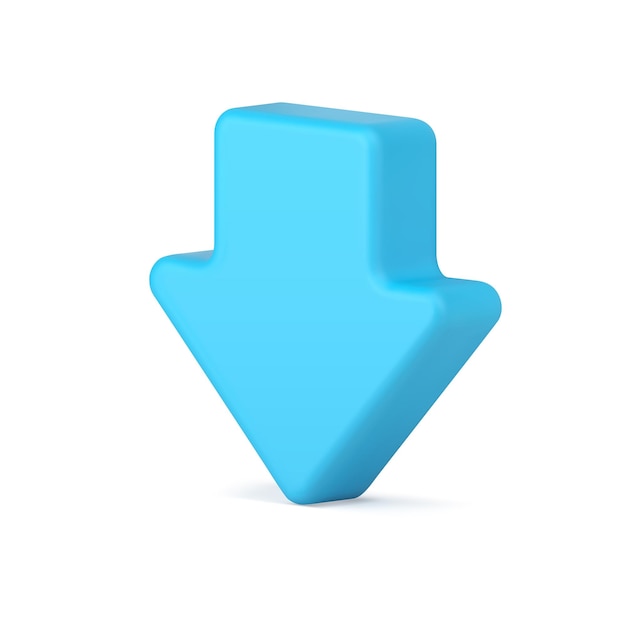 Vector down arrow pointer downward navigation isometric button blue 3d icon realistic vector illustration