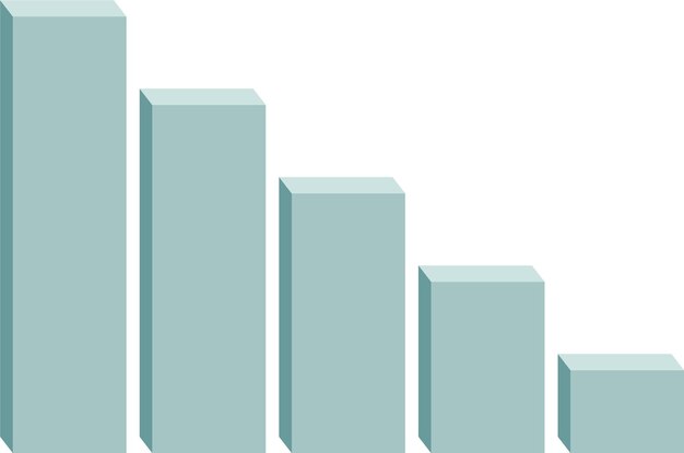 Vector down downward graph reduce fall chart 3d