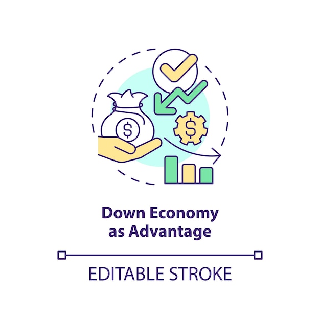 Down economy as advantage concept icon