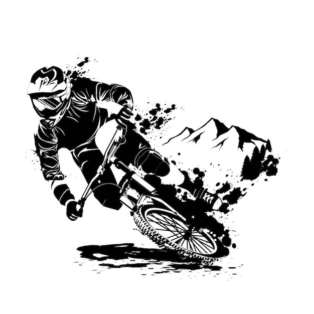 Vector downhil mountainbike race vector silhouet