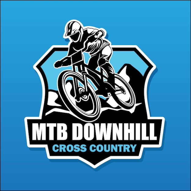 Vector downhill bicycle sports logo