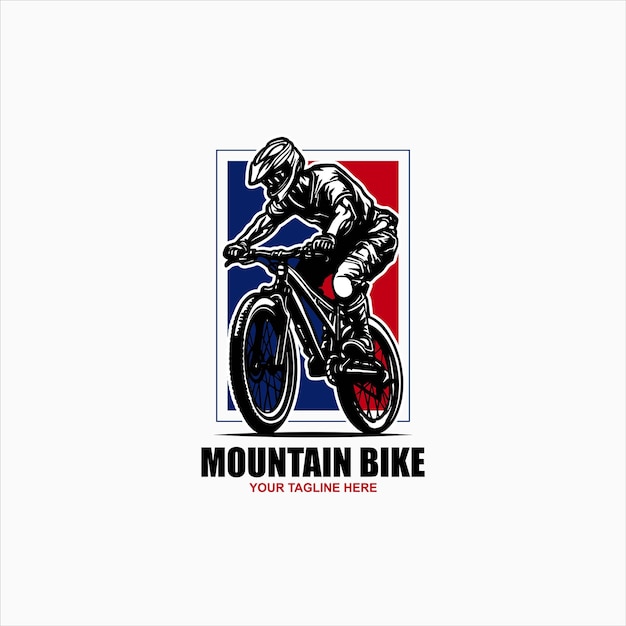 Vector downhill mountain bike black silhouettes logo