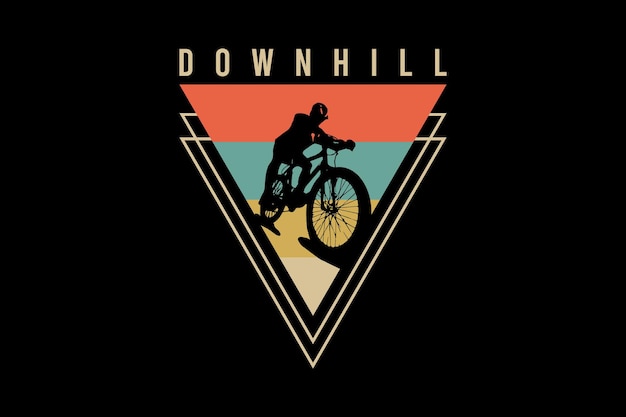 Downhill, retro vintage stijl hand tekenen illustratie