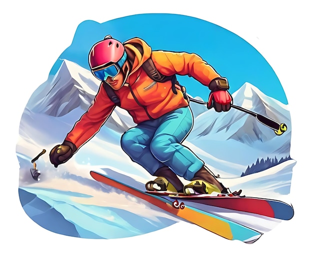 Downhill Skiing Game Illustration design