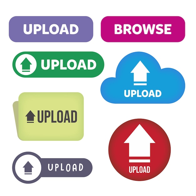 ダウンロードして閲覧アップロード アイコン セット ベクトル