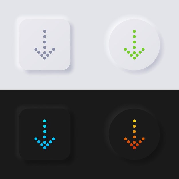 Vector download button arrow icon set multicolor neumorphism button soft ui design for web design application ui and more button vector