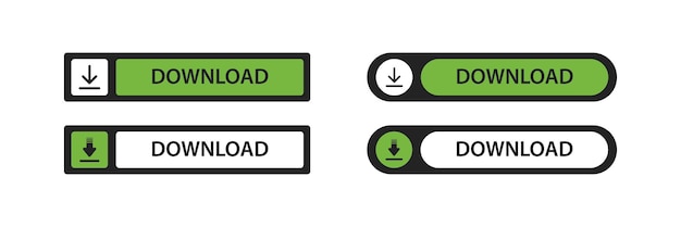 Vector download button in green color web vector symbol white background set of buttons