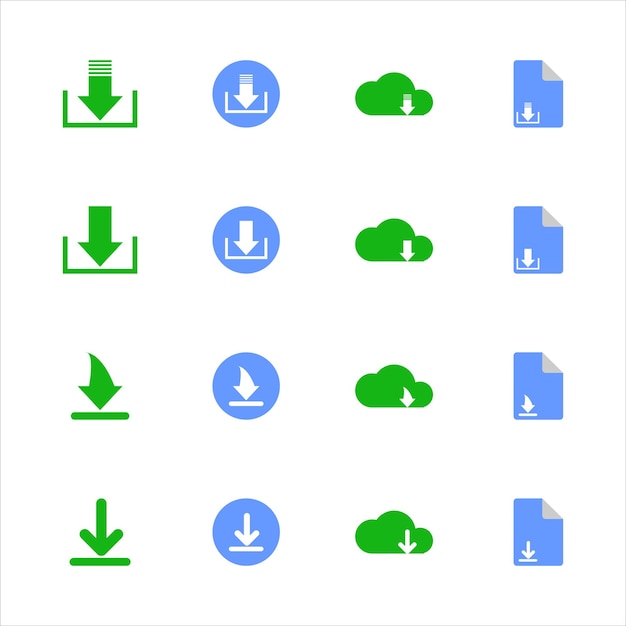 Vector download button icon collection, can be used for digital and print