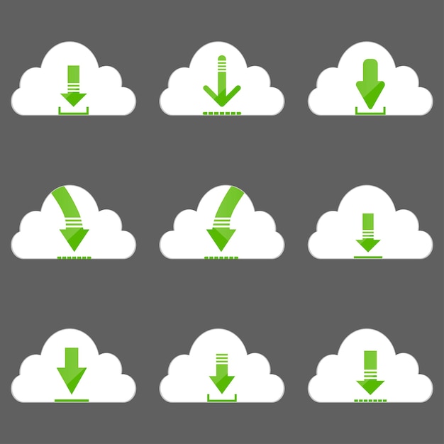 벡터 웹사이트용 다운로드 버튼 아이콘 다운로드 화살표 카트로 다운로드 클라우드 다운로드로 다운로드 아래쪽 화살표