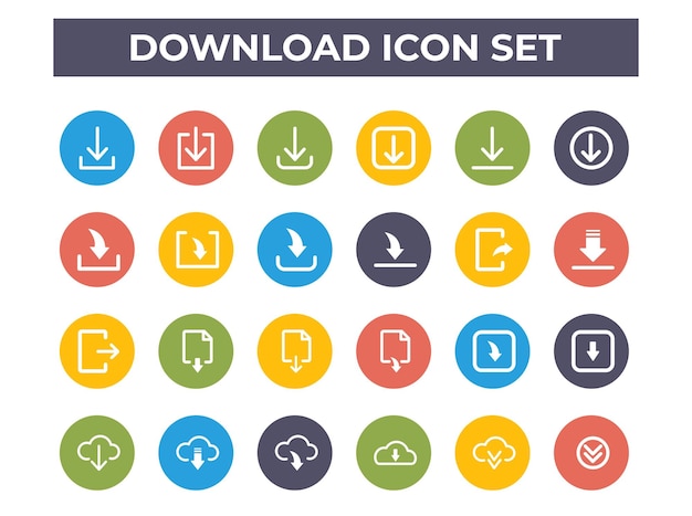 Download buttons icons flat icon set