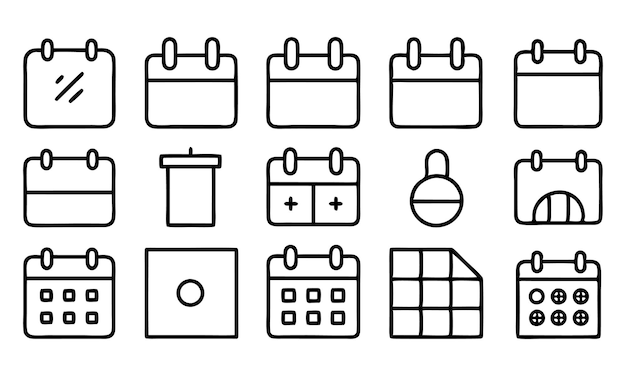 Download Calendar Agenda Plan Bewerkbare Stroke Outline Iconen Set Geïsoleerde vector