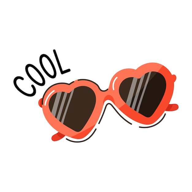 Download captivating flat sticker of heart glasses 