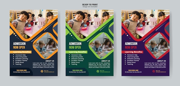 Vettore scarica creative flyer design vector file per promuovere le ammissioni scolastiche