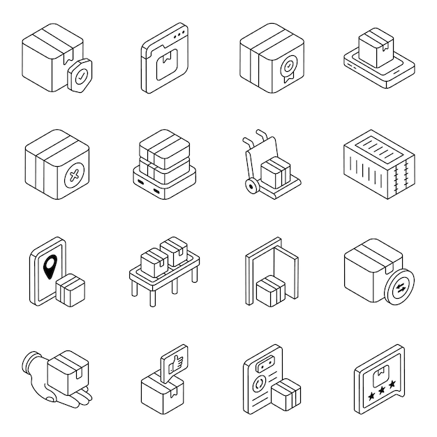 Download deze logistische iconen set het komt met vrachtdiensten concepten in platte vector iconen