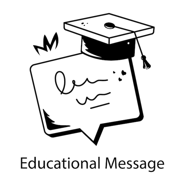 Download doodle icon of an educational message