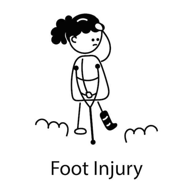 Download doodle icon of foot injury