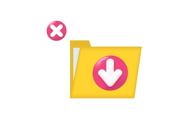 Vector download error icon. 3d vector illustration