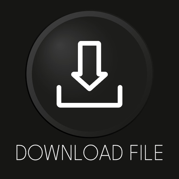 黒の背景に分離された3Dボタンのファイル最小ベクトル線アイコンをダウンロードプレミアムベクトル