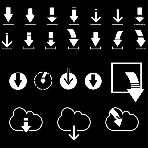 Vector download files cloud storage icon set download files icons vector set for web site or application