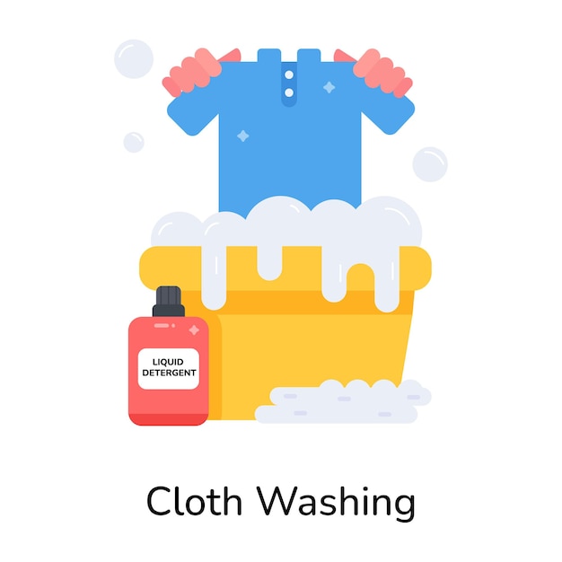 Vector download flat icon depicting cloth washing