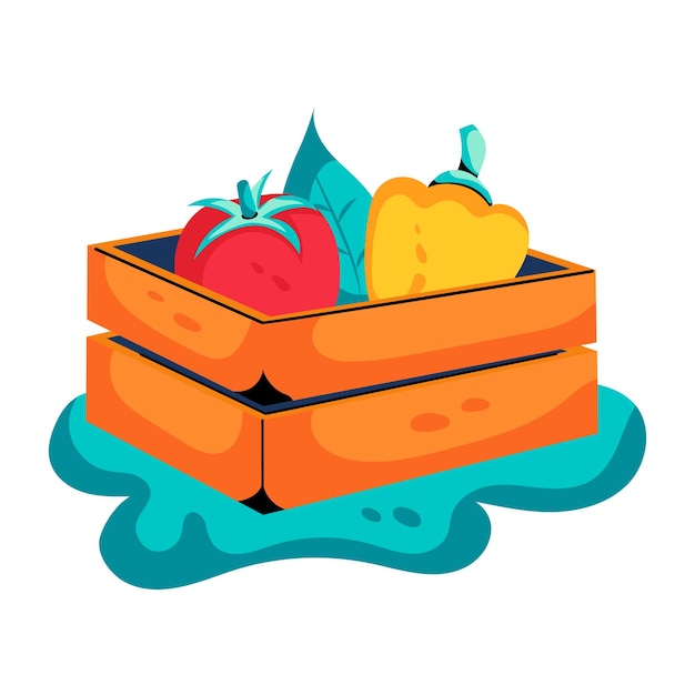 Download flat icon of food crate