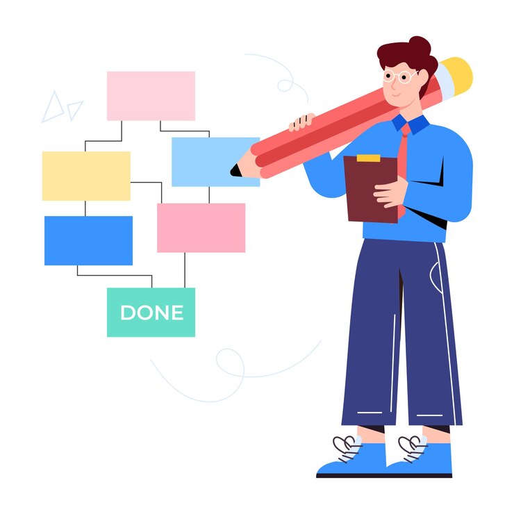 Vector download flat illustration design of workflow