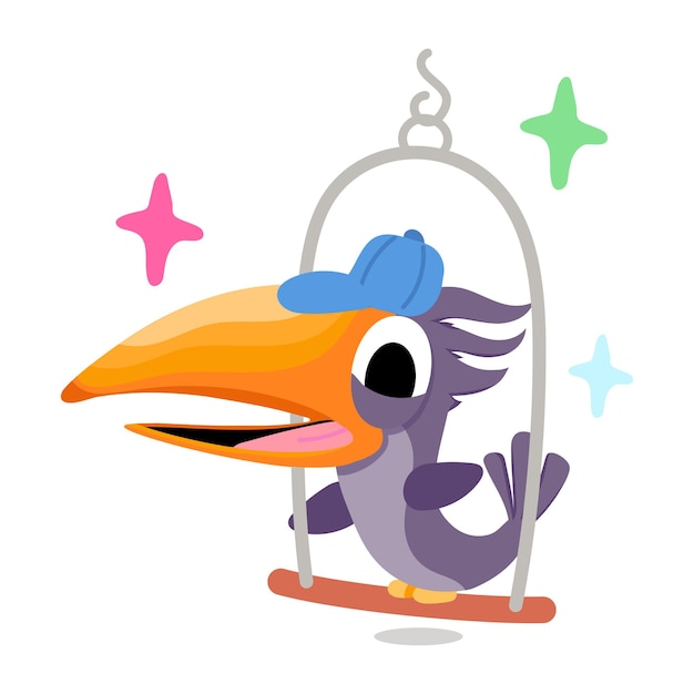 Download flat sticker of cute bird