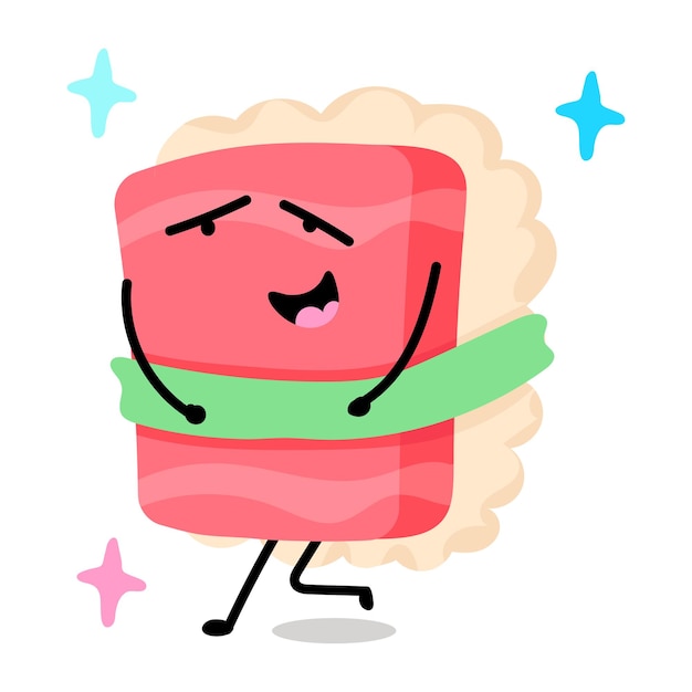 Download flat sticker of sushi face