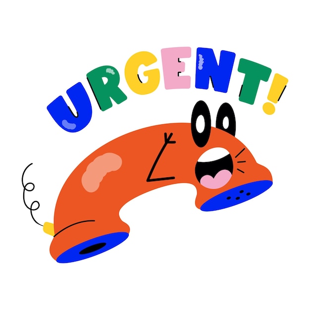 Download flat sticker of urgent call