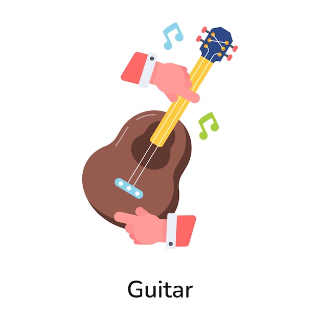 Download flat style icon of a guitar