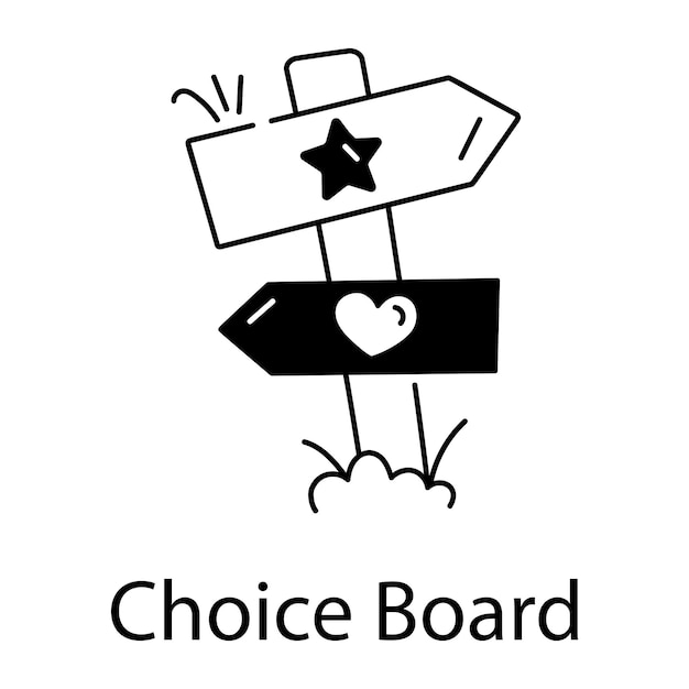 Download glyph style icon of a choice board