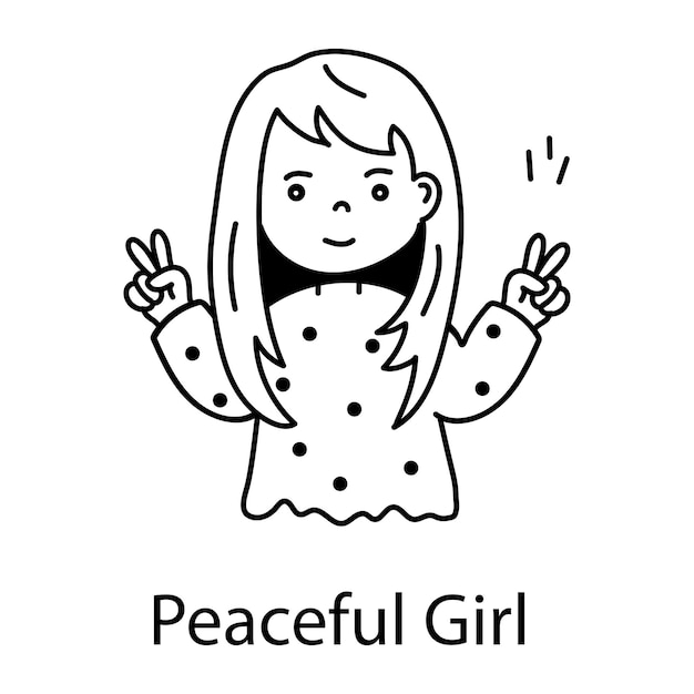 Download hand drawn icon of peaceful girl