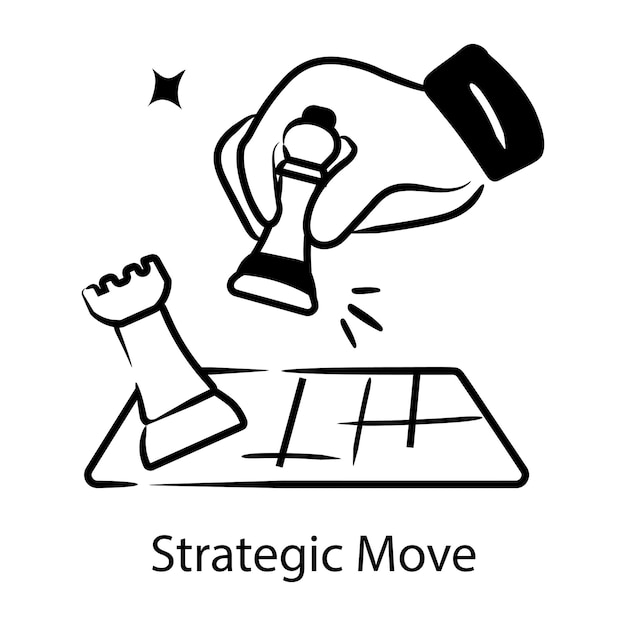 Vector download hand drawn icon of strategic move