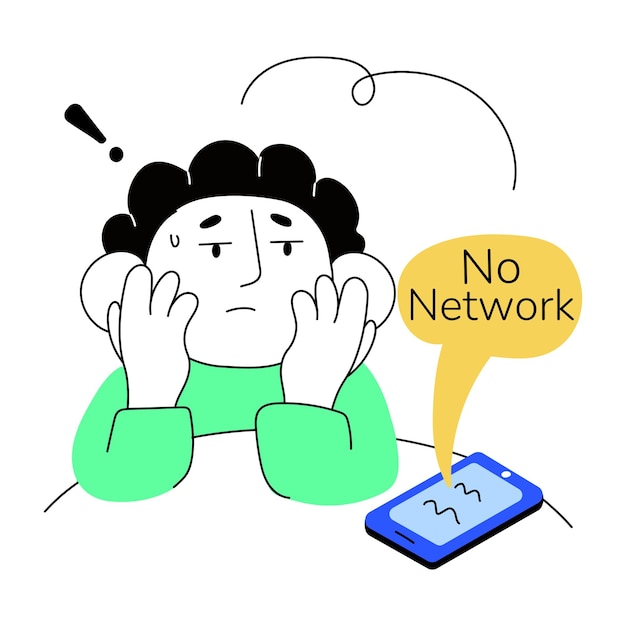 Download handgetekende illustratie van geen netwerk