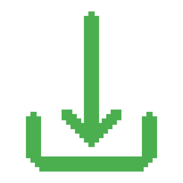 Download icoon knop met pixel art stijl